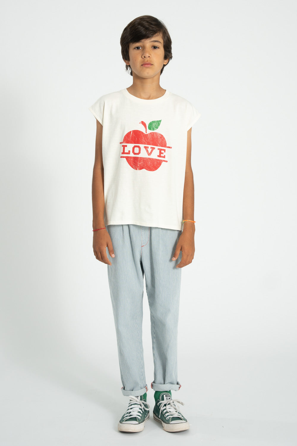 Unisex Trousers – ecru w/ indigo stripes