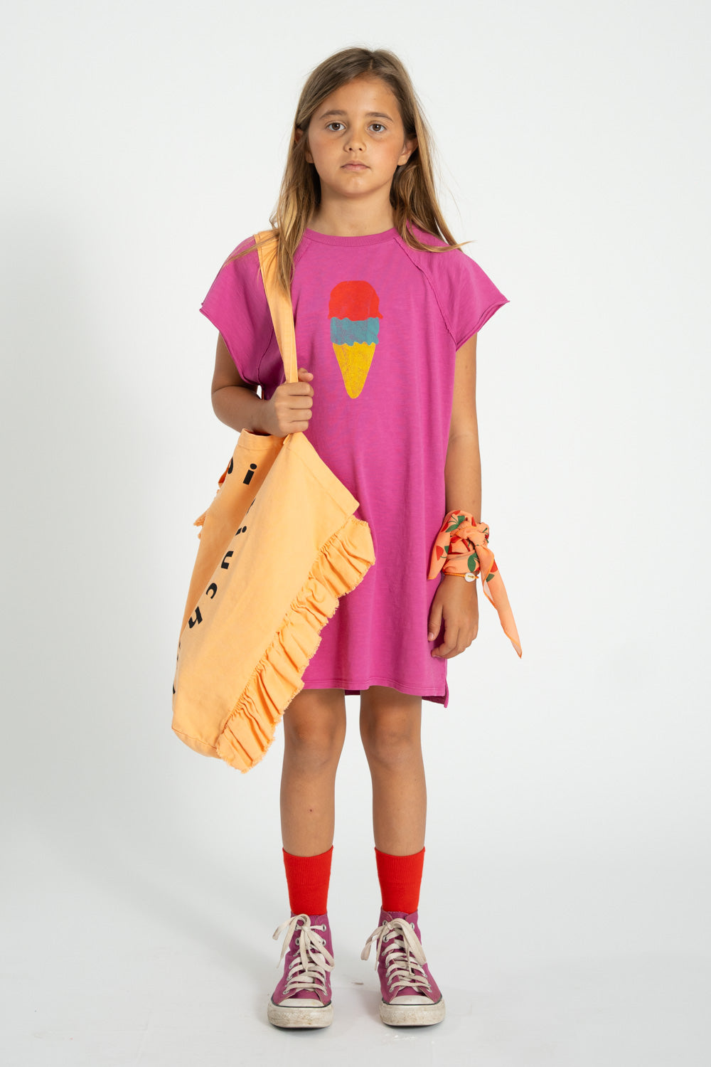 T-Shirt Dress – fuchsia w/ Ice Cream print