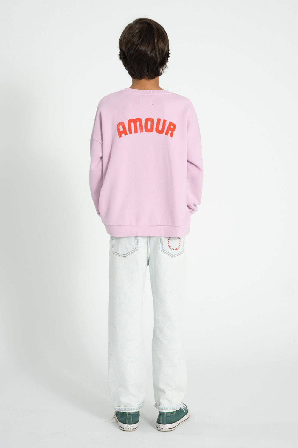 Sweatshirt – lilac w/ red heart print