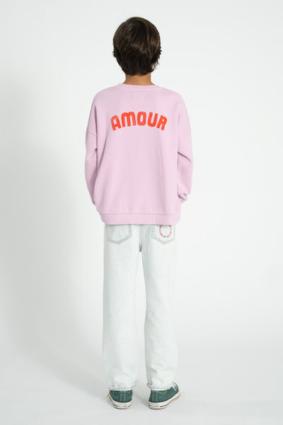 Sweatshirt – lilac w/ red heart print