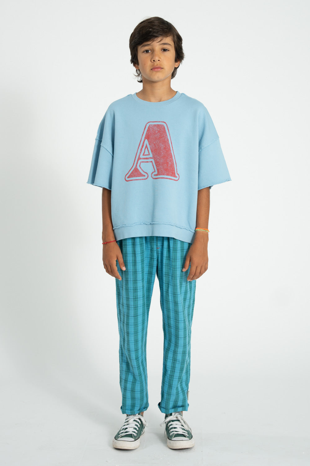 Unisex Trousers – blue and green checkered