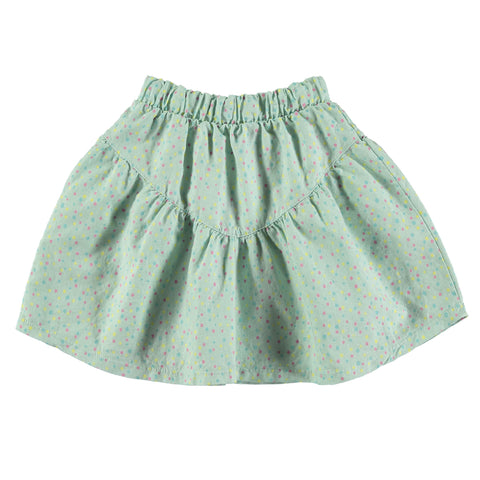 Linen Skirt Dots – sea green