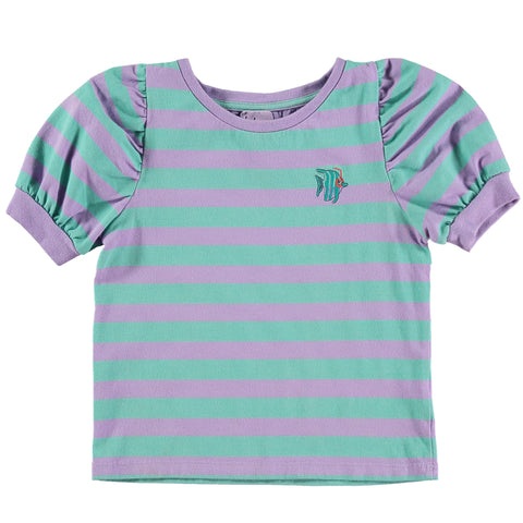 Textured Blouse T-Shirt Fish + Stripes – mint/mauve