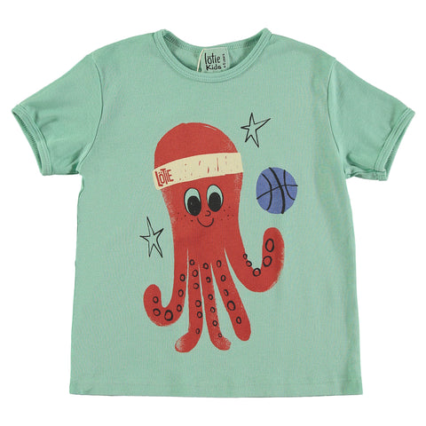 Retro Fit Octopus T-Shirt – sea green