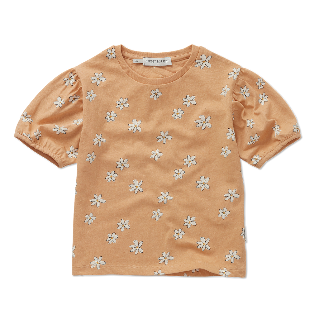 T-Shirt Puff Sleeve Daisies Print – nectarine