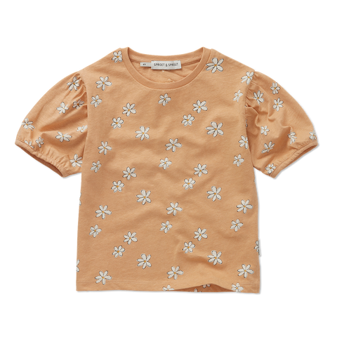T-Shirt Puff Sleeve Daisies Print – nectarine