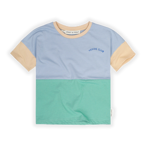 T-Shirt Colourblock – misty blue
