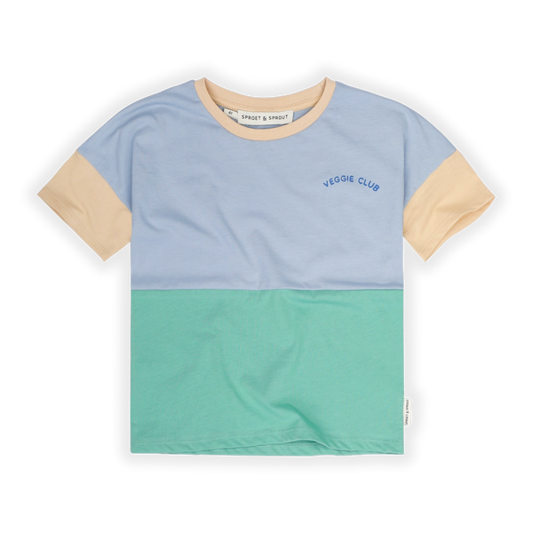 T-Shirt Colourblock – misty blue