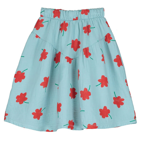 Poppies Mid Length Skirt – sky blue