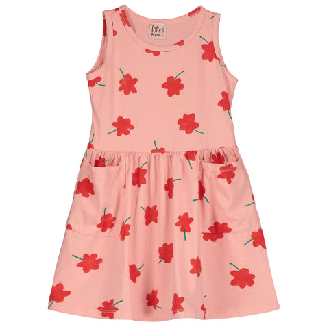 Poppies Pockets Dress – pale pink