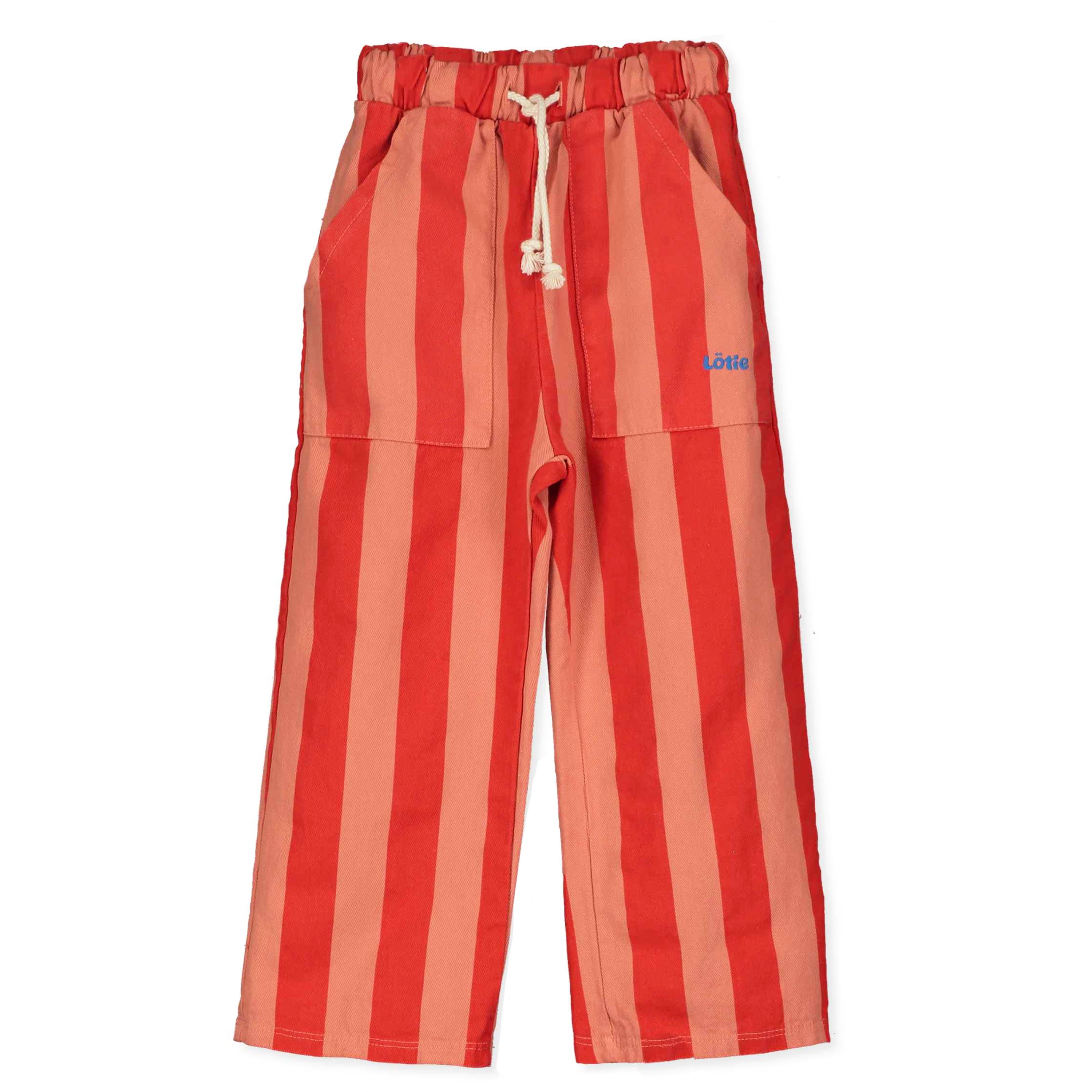 Stripes Wide Fit Twill Pockets Pants – papaya