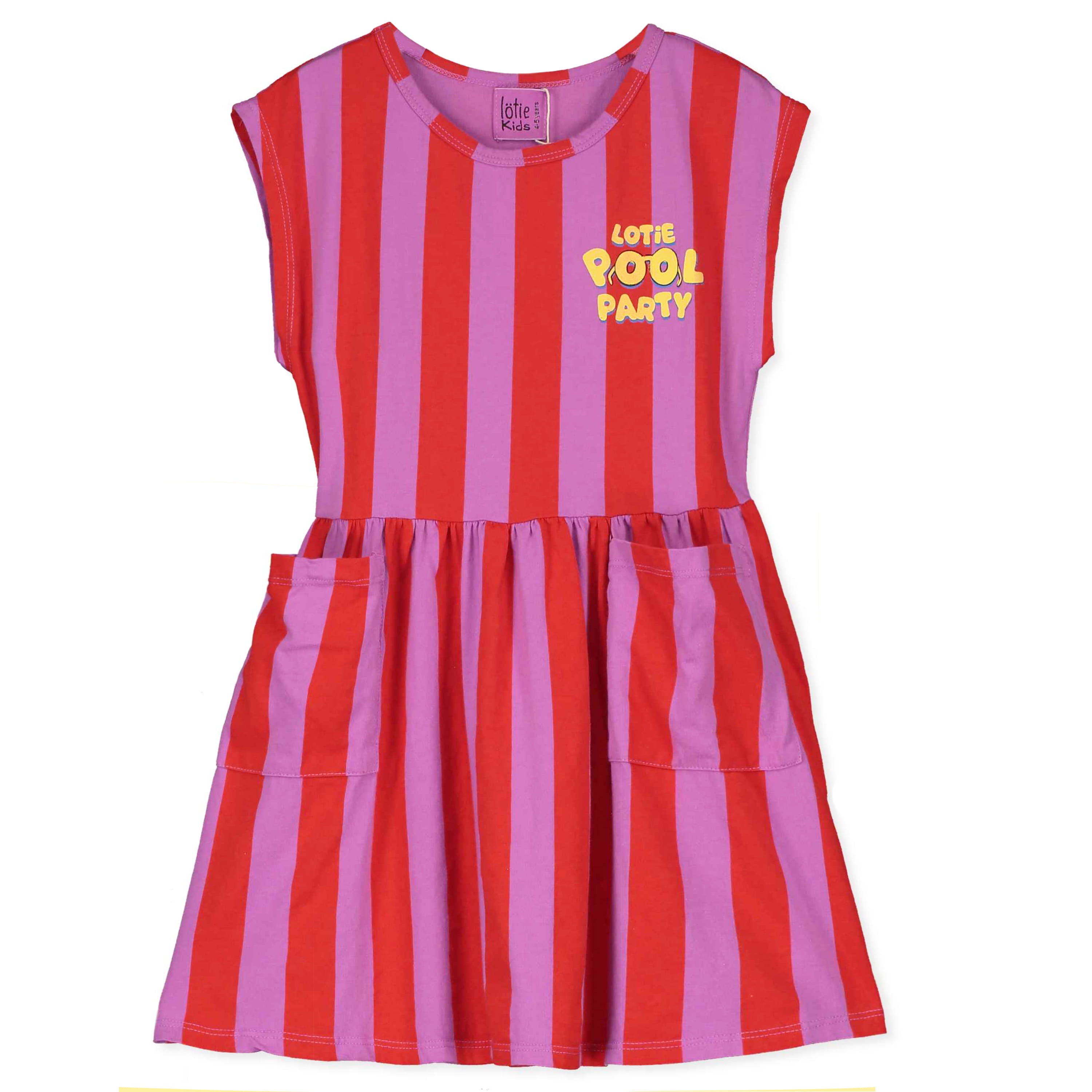 Stripes Lötie Pool Party Sleeveless Dress – magenta