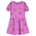 Cherries All Over Bloused Sleeved Dress – magenta