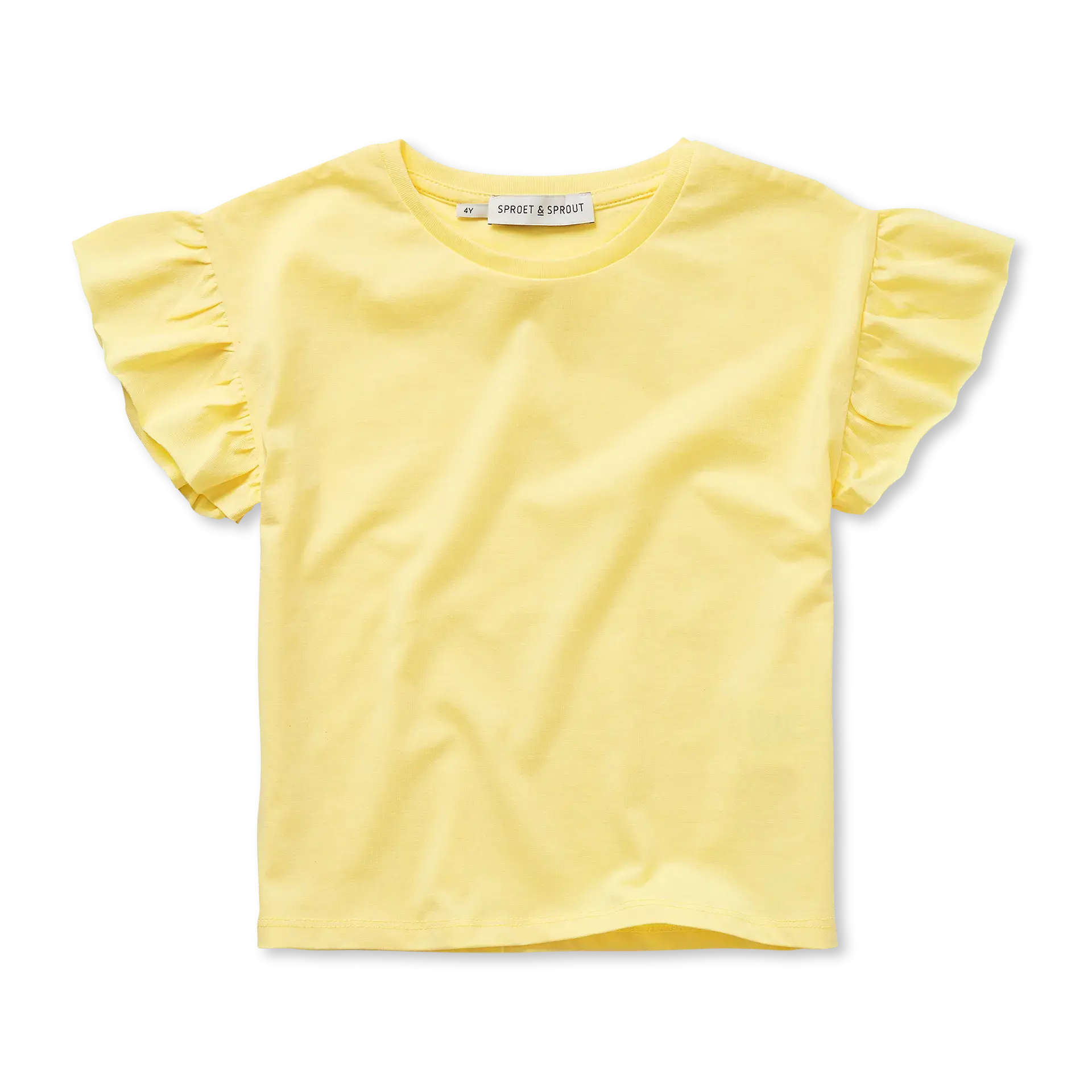 Girls T-Shirt Ruffle Sleeve – pastel yellow