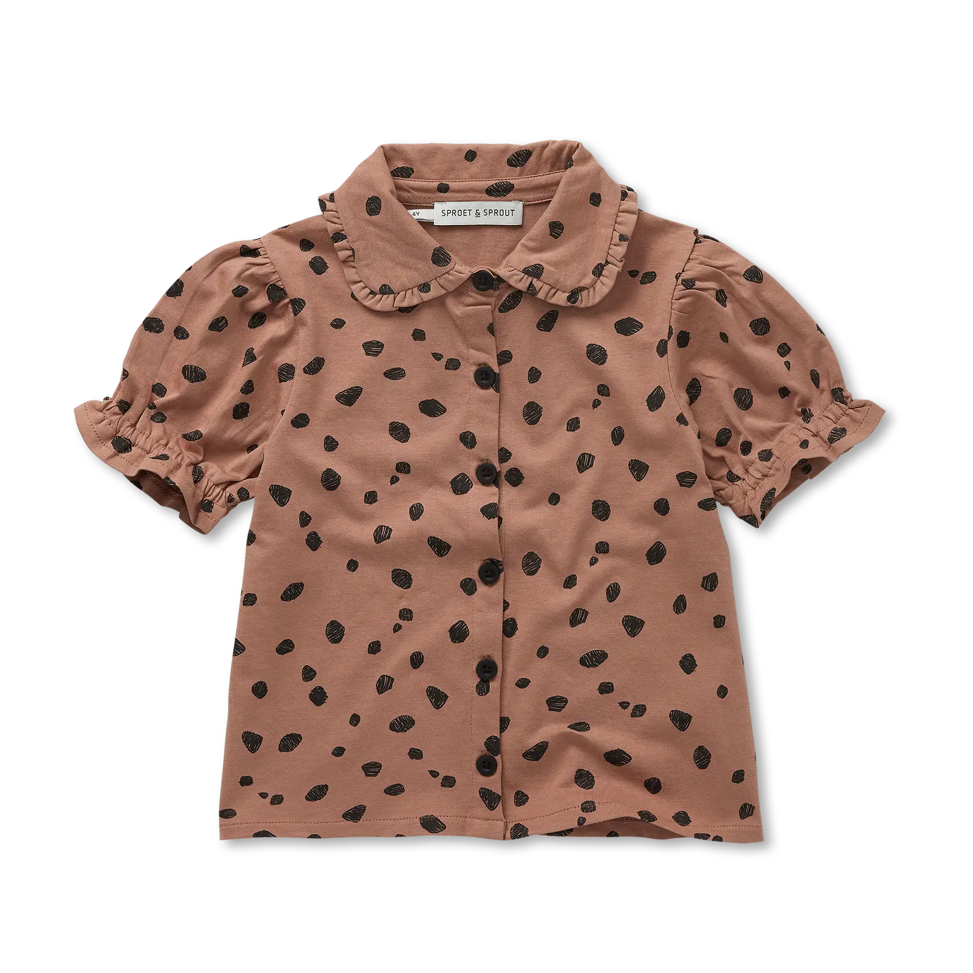 Ruffle Blouse Animal Print – camel