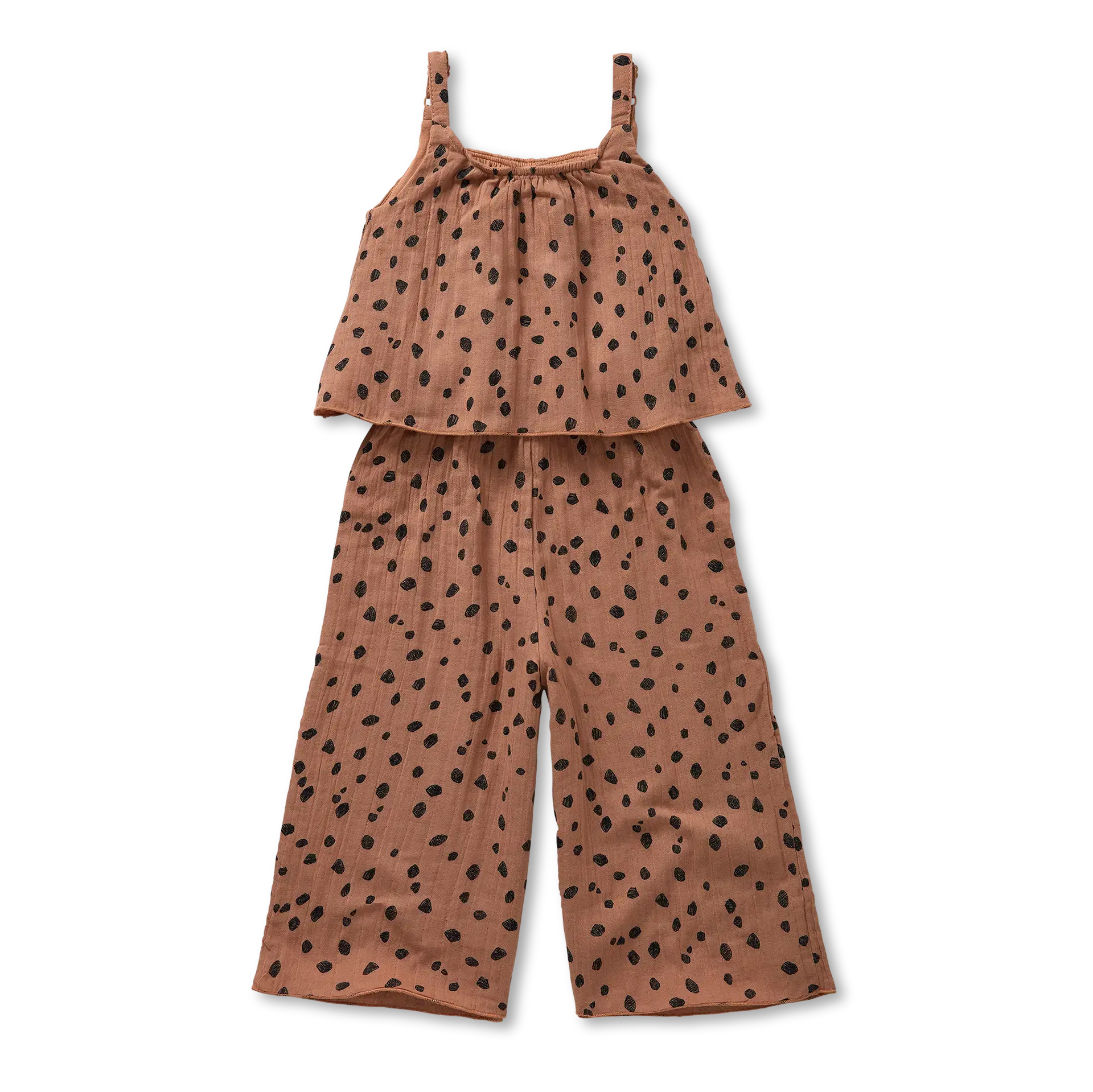 Muslin Jumpsuit Animal Print – camel