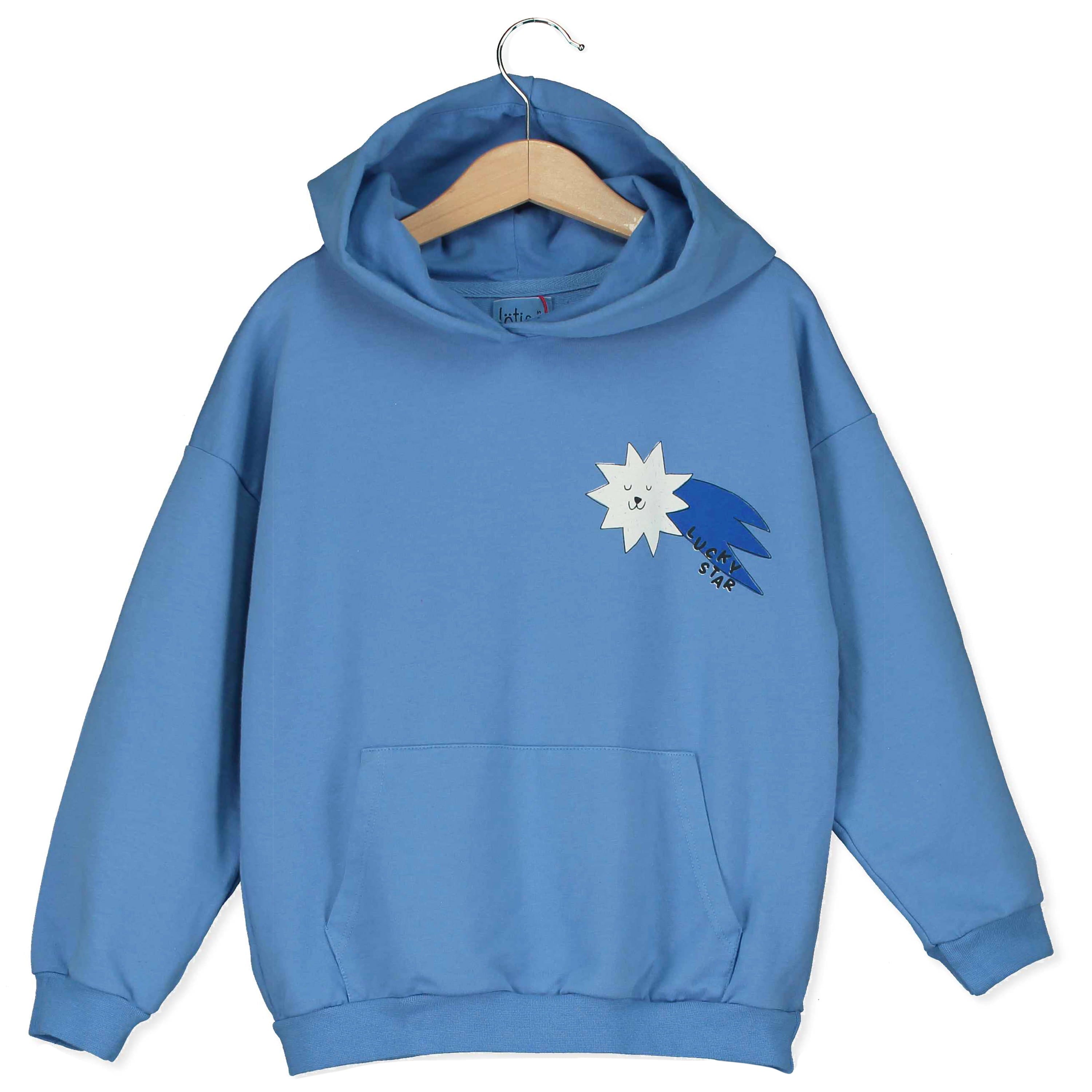 Lucky Star Big & Small Hooded Sweatshirt – baja blue
