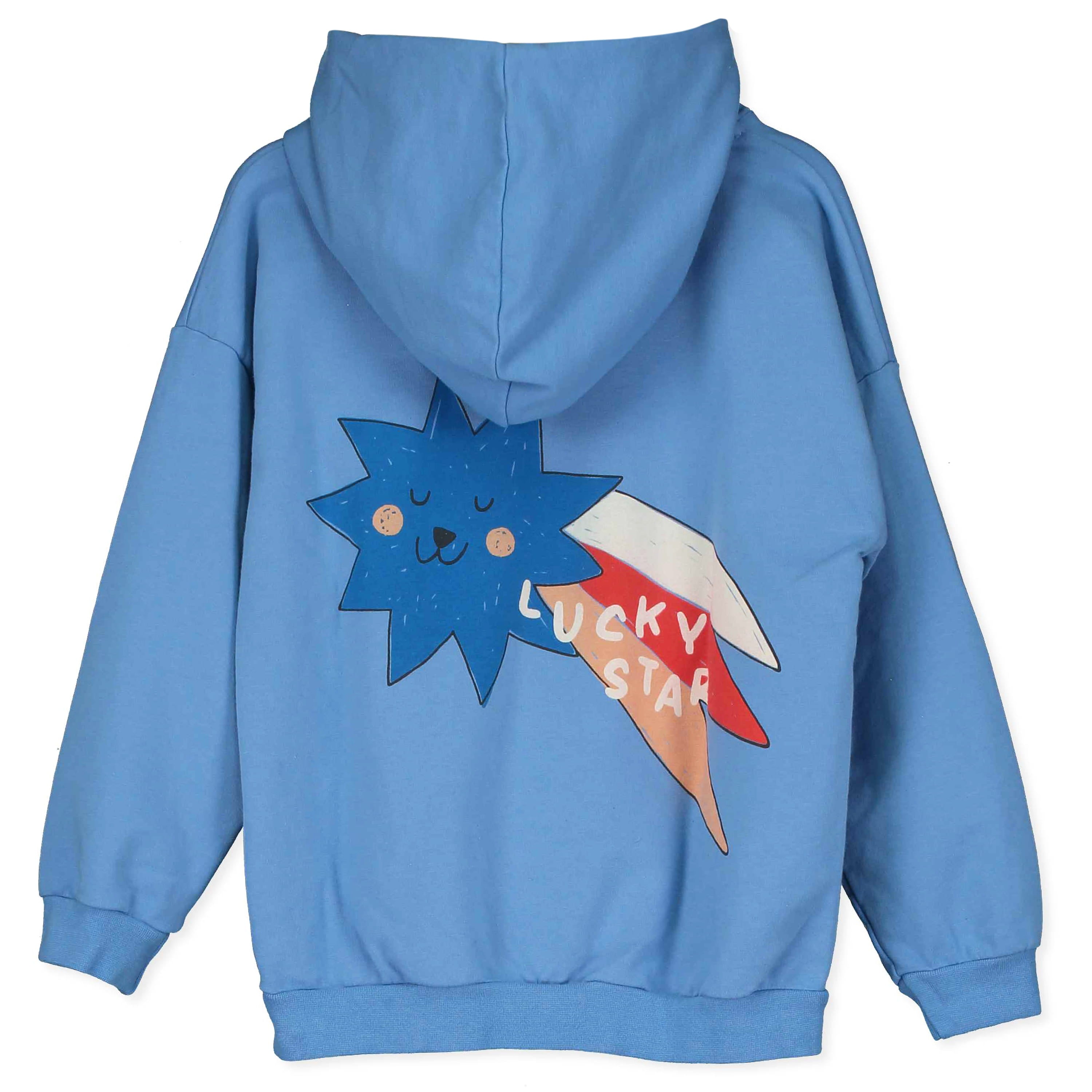 Lucky Star Big & Small Hooded Sweatshirt – baja blue