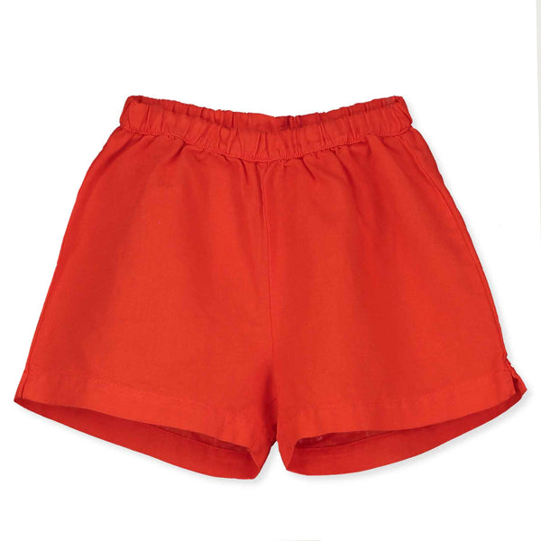 Woven Linen Bermuda – coral red