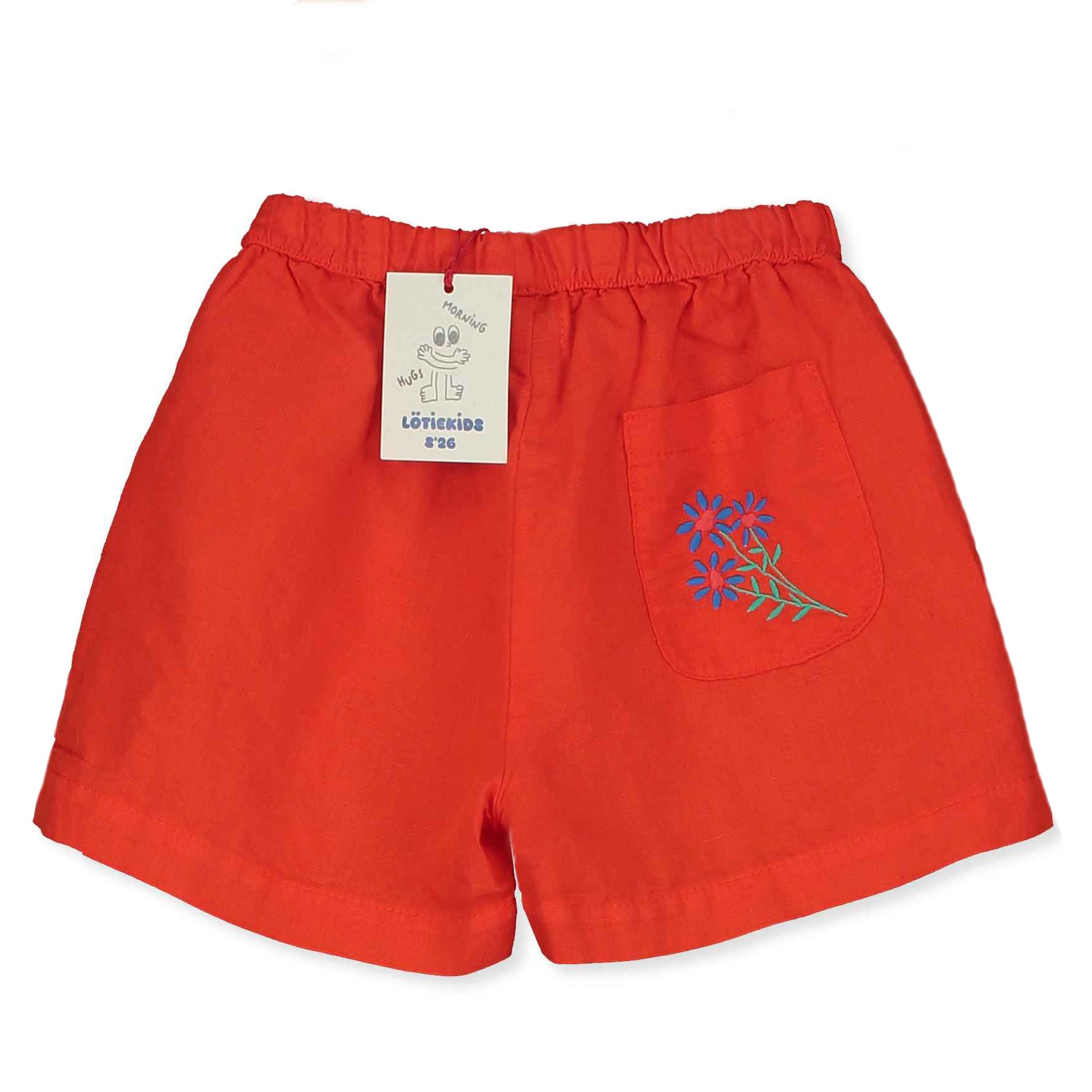 Woven Linen Bermuda – coral red