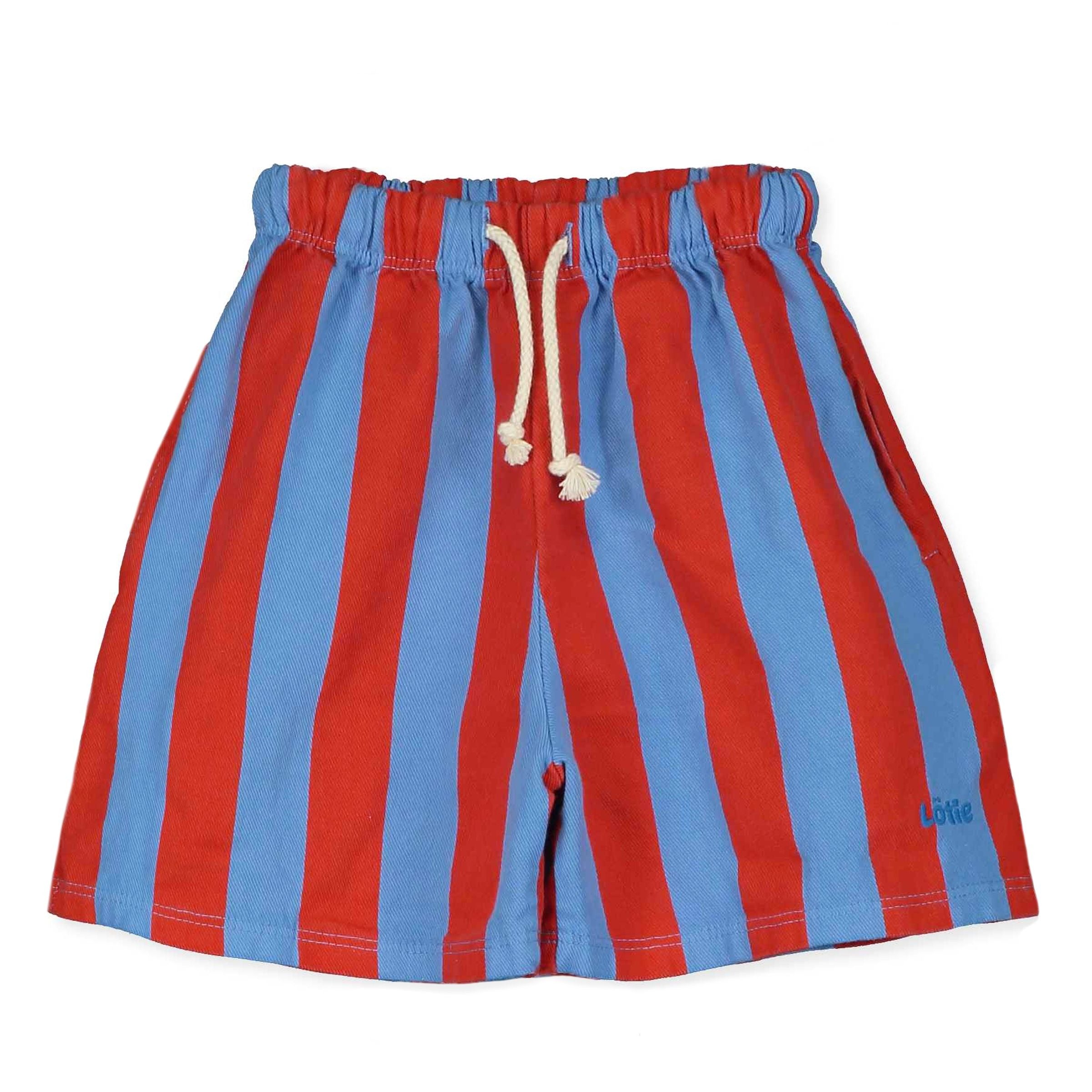 Stripes Blue Red Twill Bermuda Shorts