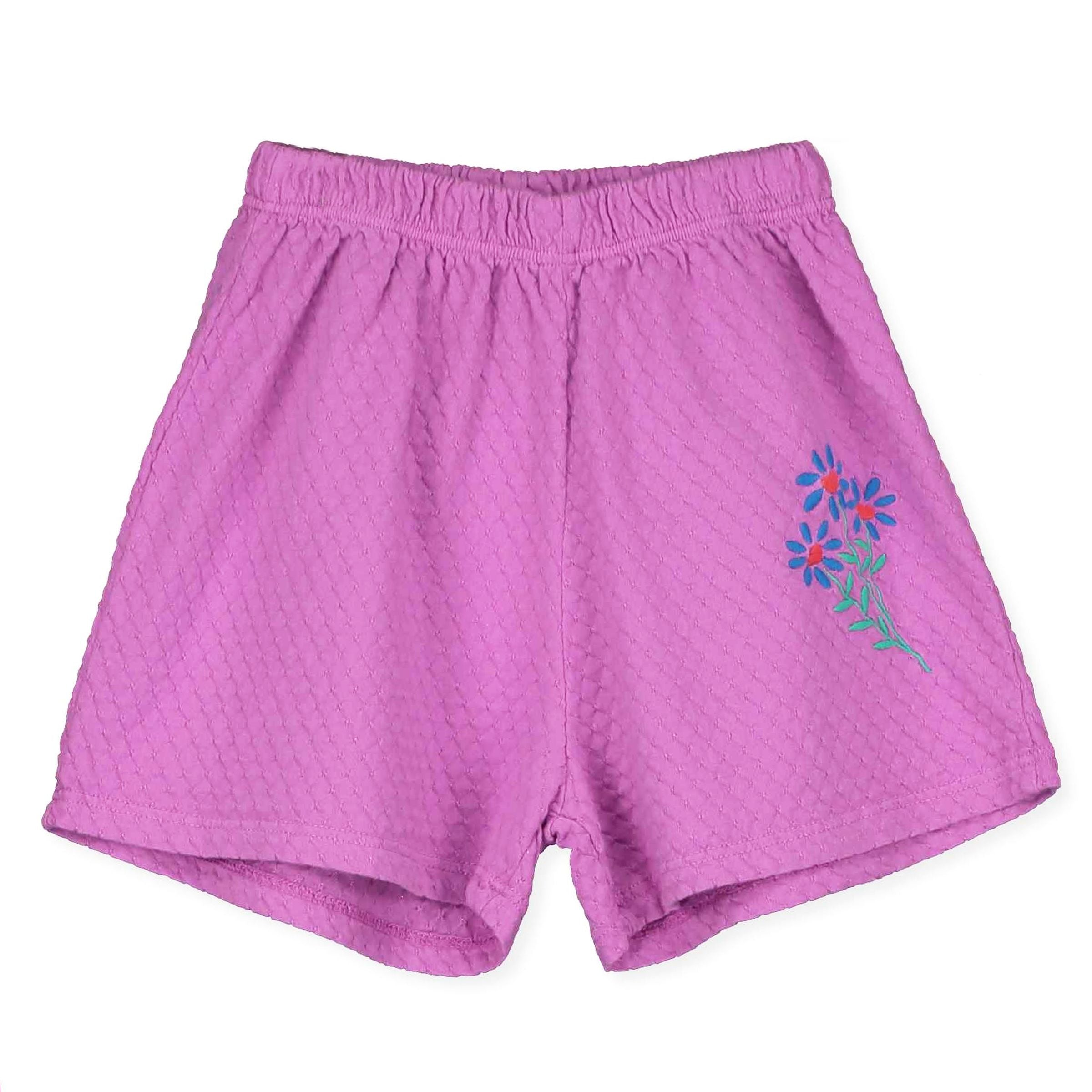 Jackard Shorts Flowers Embroidery - magenta