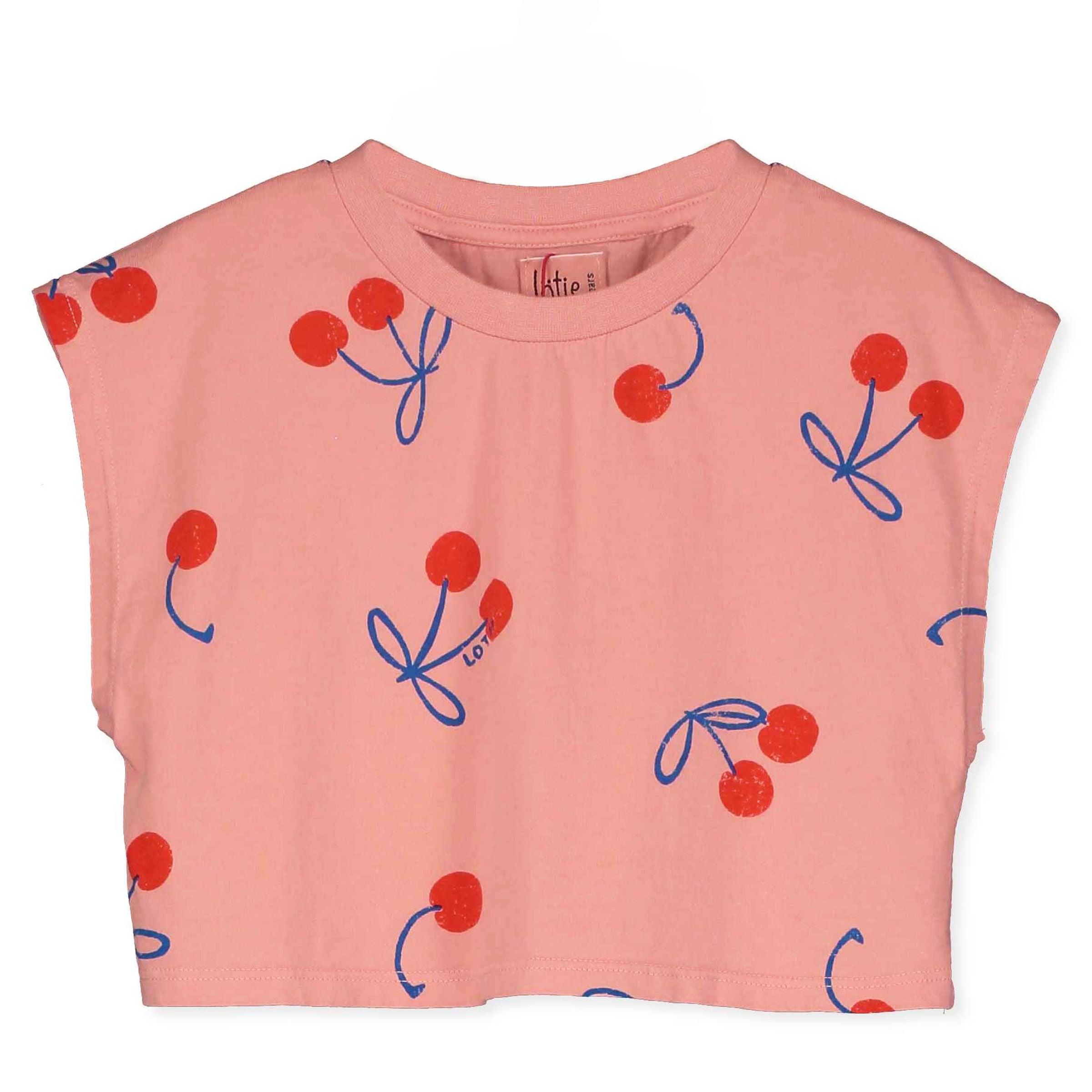 Cherries Allover Crop Top - clay pink