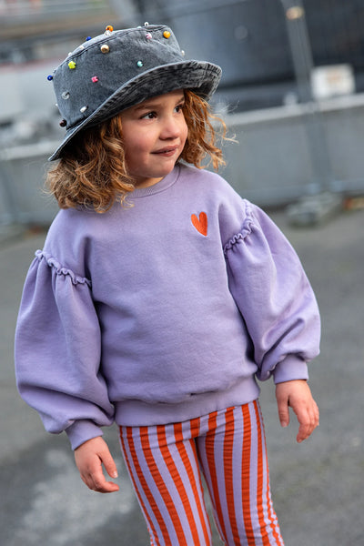 Sweatshirt Puff Sleeves Heart – lavender