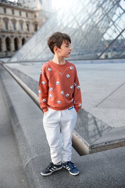 Sweatshirt Rib Neck Saturn Print – macaron