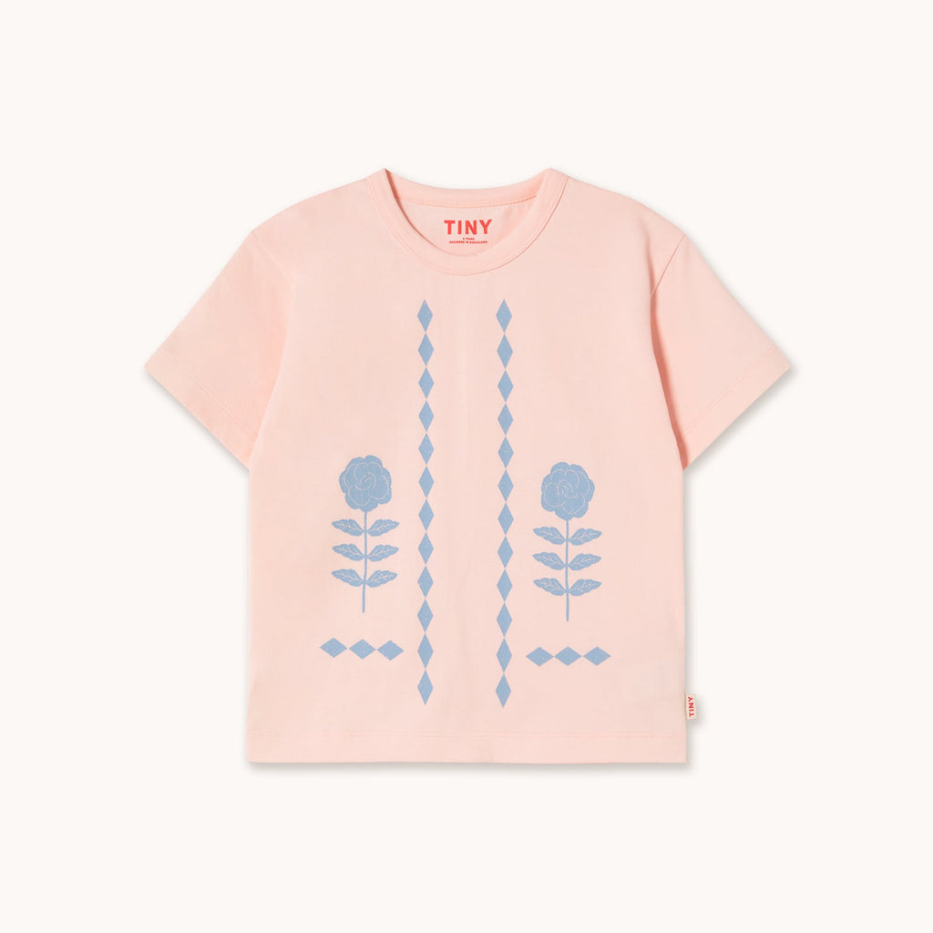 Flower Pattern Graphic Tee – pastel pink