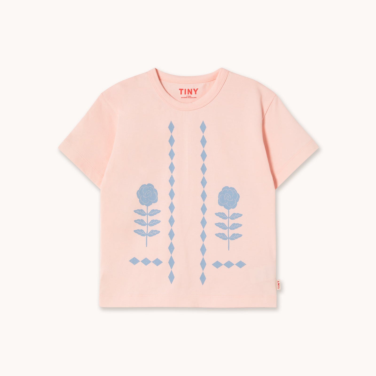 Flower Pattern Graphic Tee – pastel pink