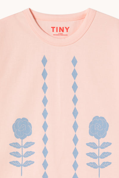 Flower Pattern Graphic Tee – pastel pink