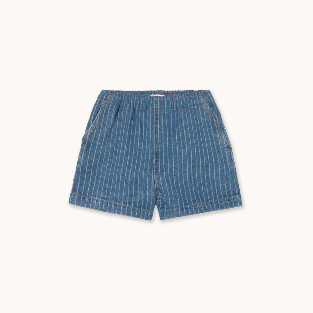Stripes Denim Shorts – light wash denim