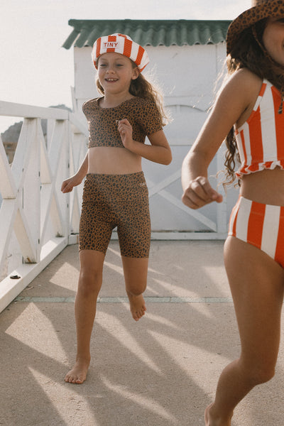 Mini Animal Print Biker Leggings – light brown