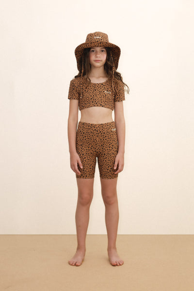 Mini Animal Print Biker Leggings – light brown