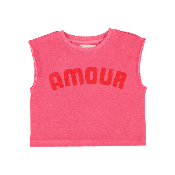 Sleeveless Top – pink w/ "Amour" print