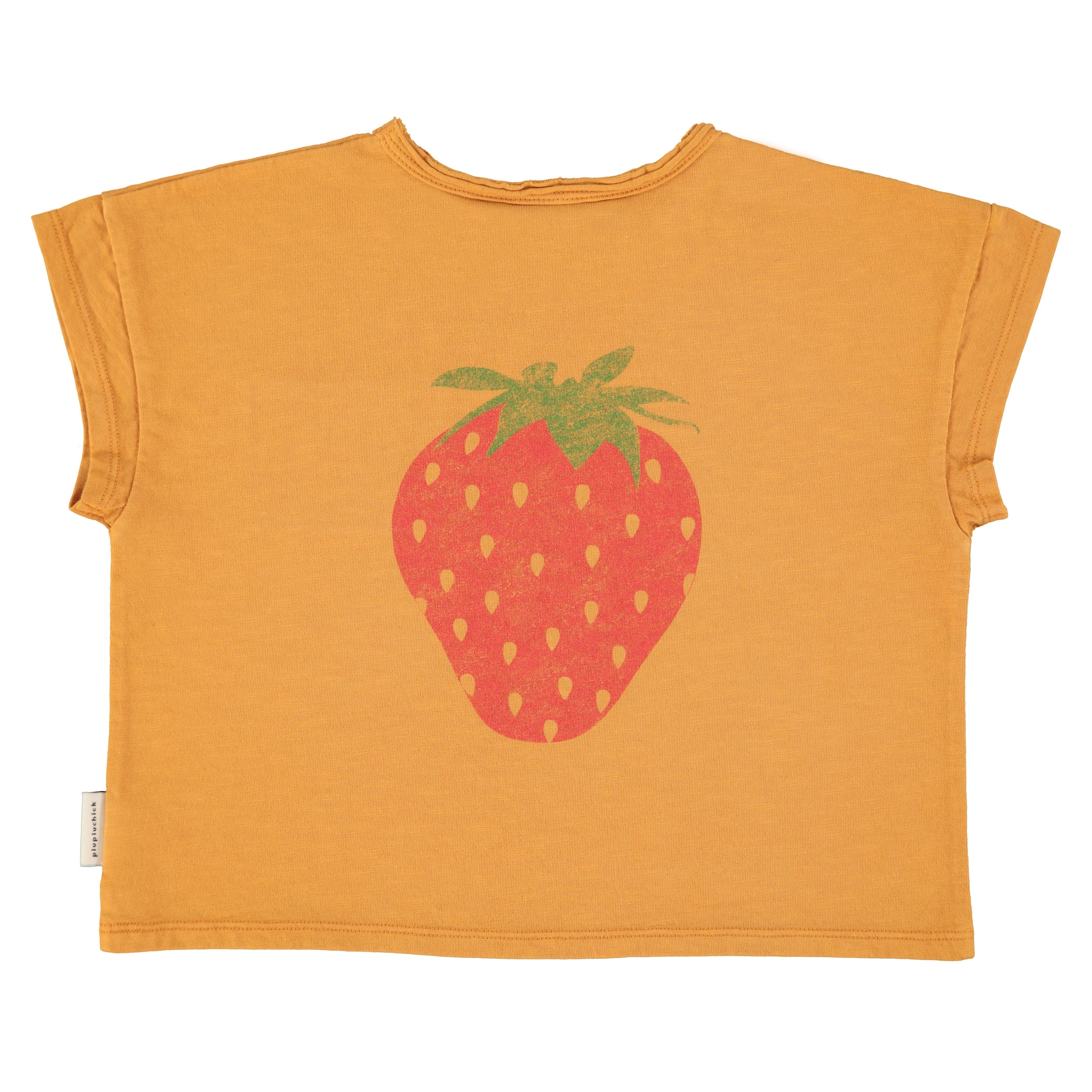 T-Shirt – camel w/ strawberry print
