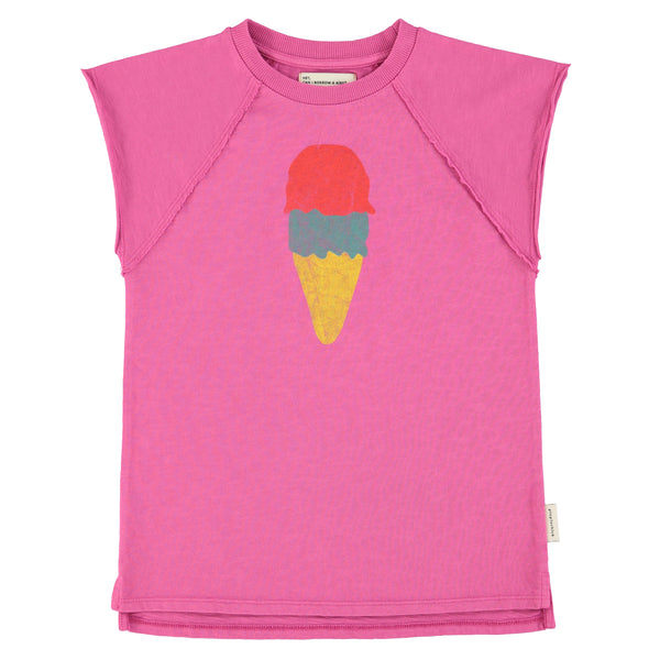 T-Shirt Dress – fuchsia w/ Ice Cream print