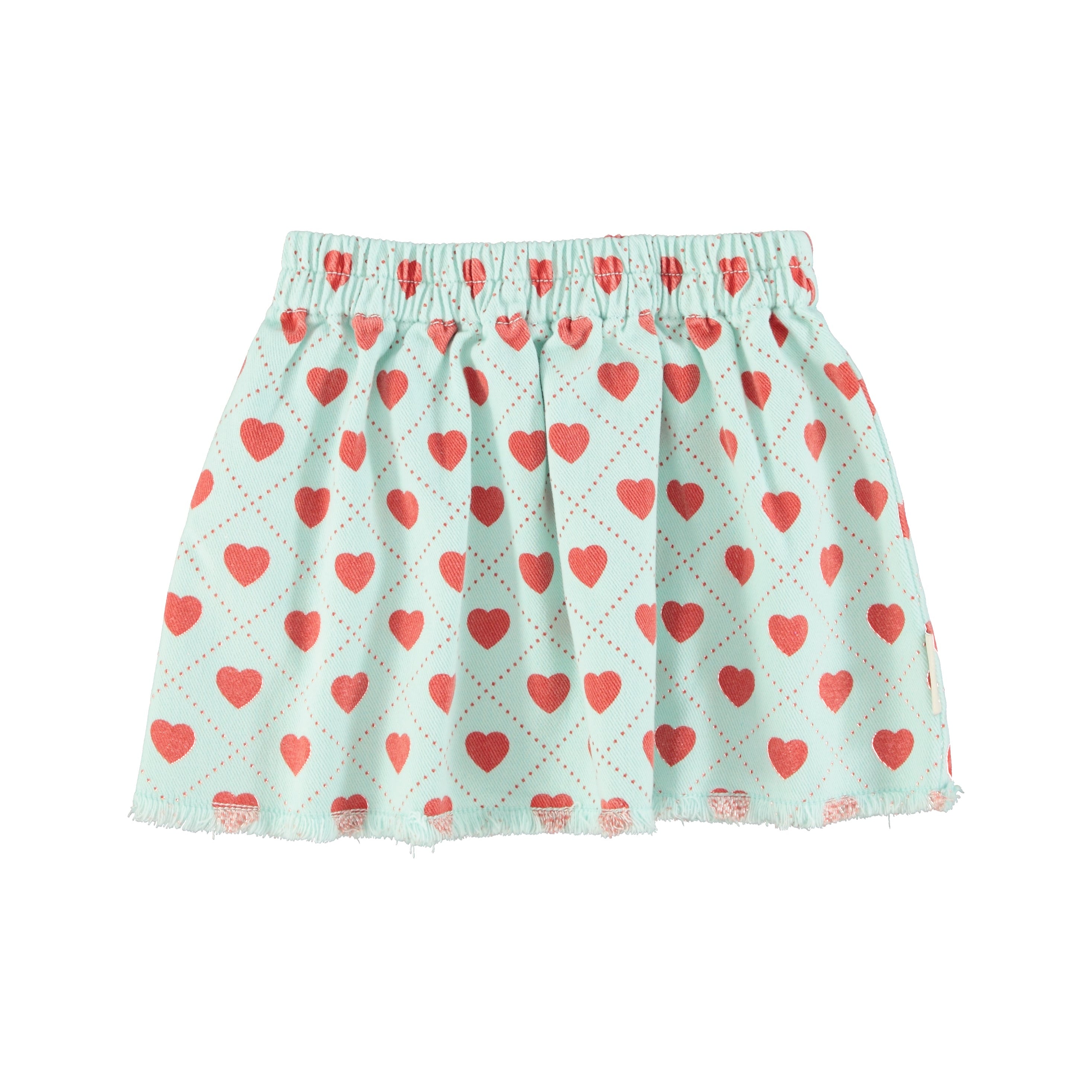 Short Skirt – light blue w/ red hearts all over