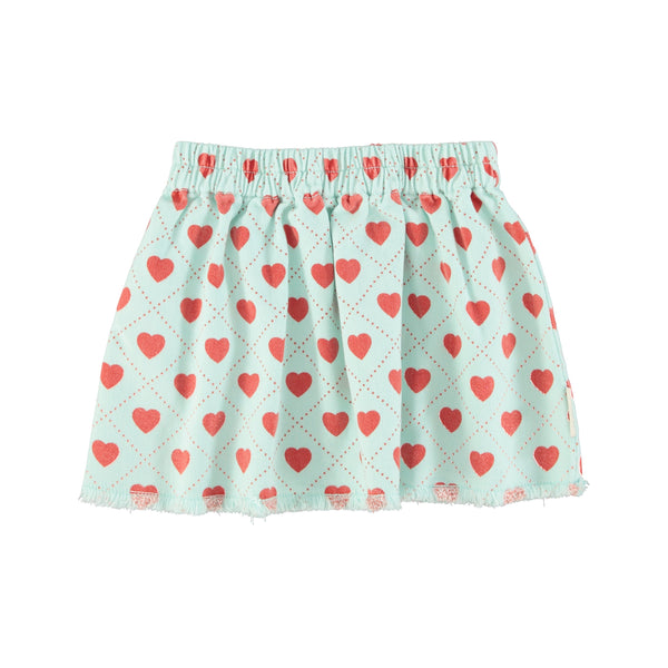 Short Skirt – light blue w/ red hearts all over