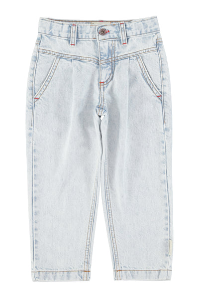 Mom Fit Trousers – washed light blue denim