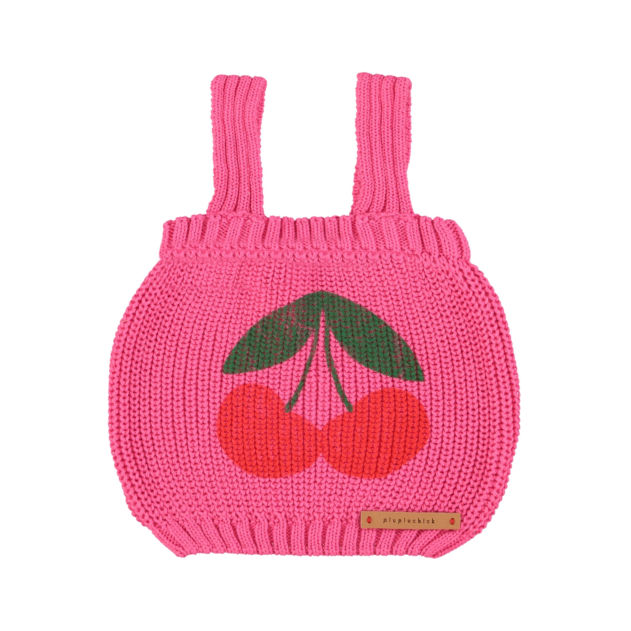 Knitted Top w/ Straps – pink w/ cherry print
