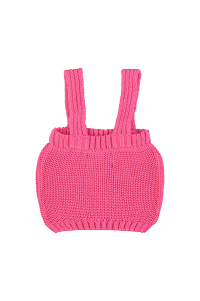 Knitted Top w/ Straps – pink w/ cherry print
