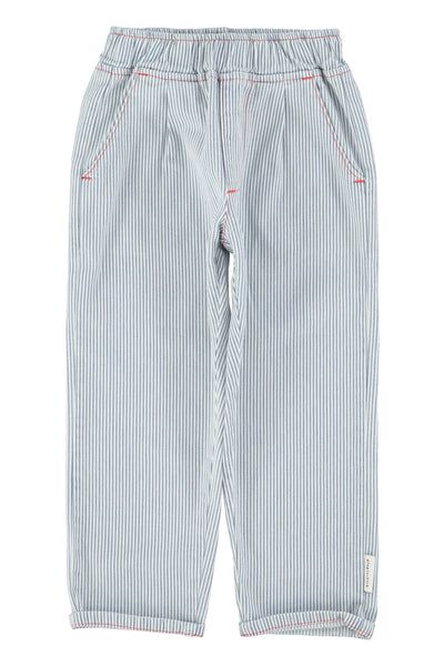 Unisex Trousers – ecru w/ indigo stripes