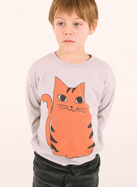Long Sleeve T-Shirt Red Cat – grey