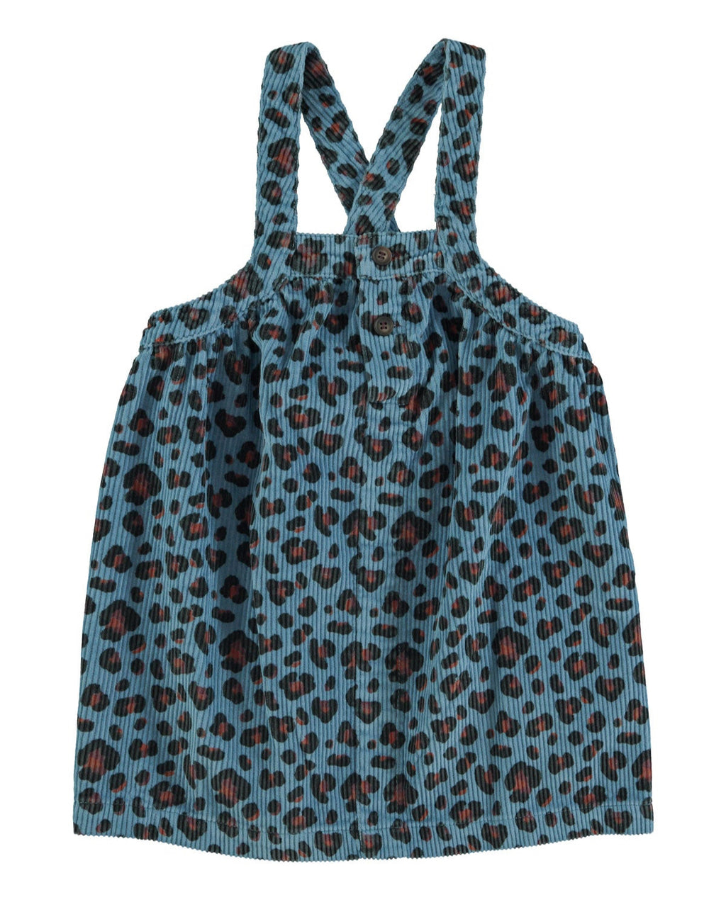 Short dress w/ straps – blue w/ animal print