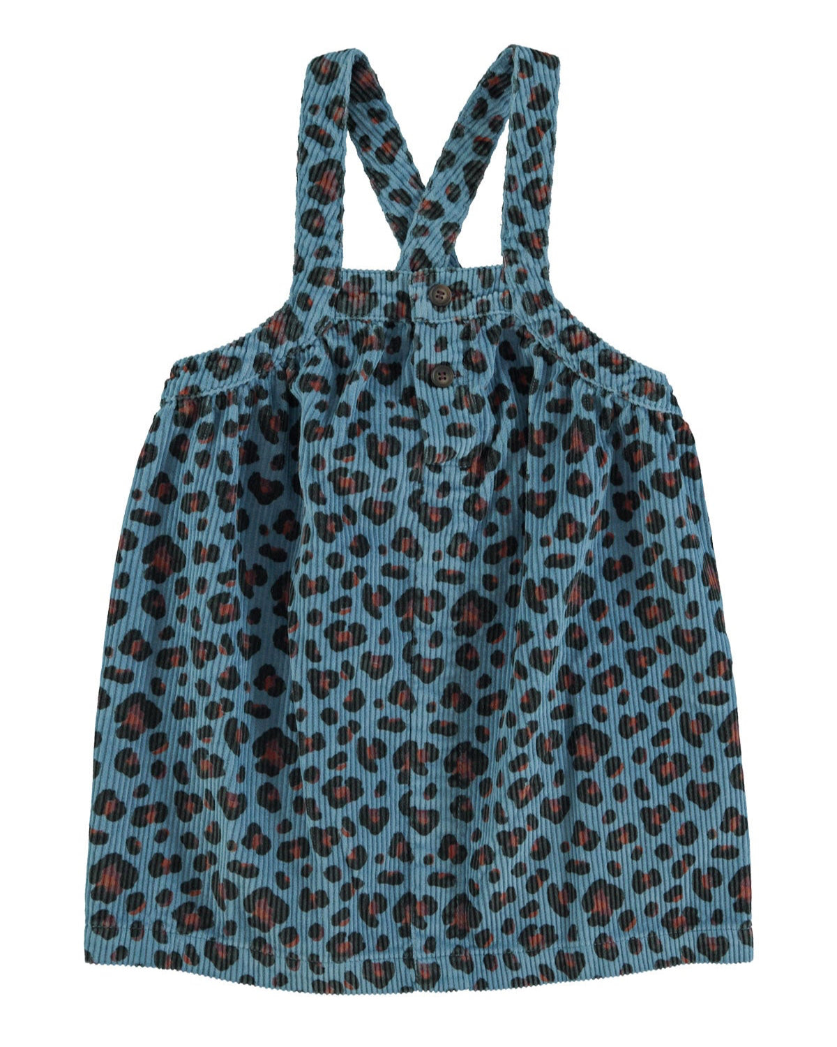 Short dress w/ straps – blue w/ animal print