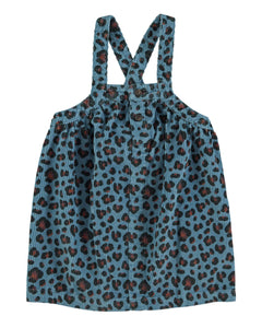 Short dress w/ straps – blue w/ animal print