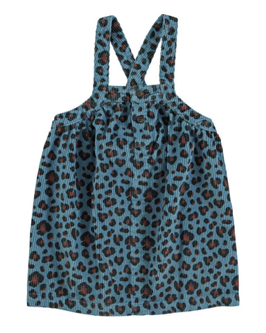Short dress w/ straps – blue w/ animal print