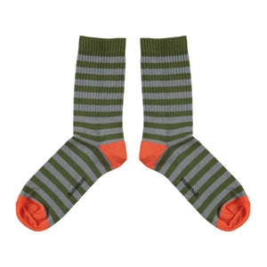Short socks – green & blue stripes